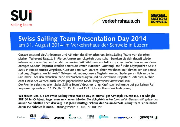 Swiss Sailing Team Presentation Day 2014